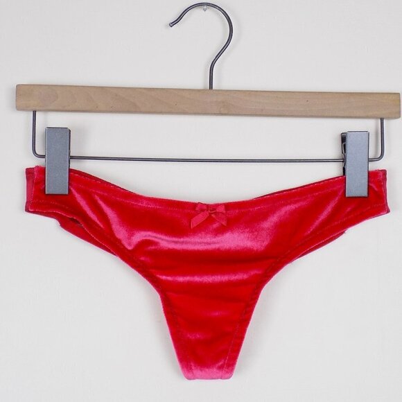 nwt Victoria's secret christmas velvet satin bow peekaboo cutout bikini thong - Picture 7 of 7